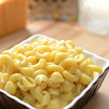 Bowl of no bake macaroni and cheese