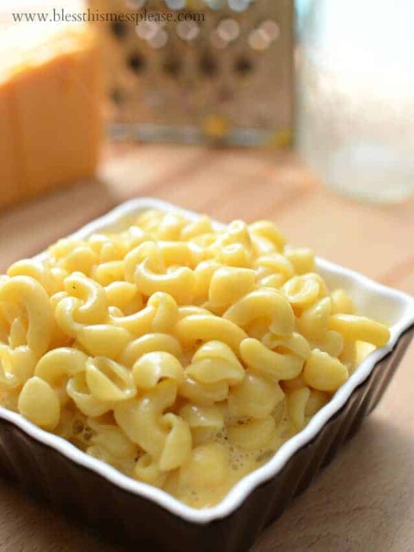 Bowl of no bake macaroni and cheese