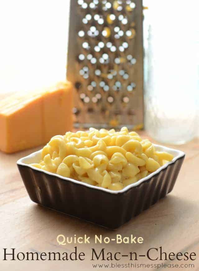 Easy no-bake homemade Mac-n-Cheese Easy no-bake homemade Mac-n-Cheese made with real ingredients and no neon orange powder :)