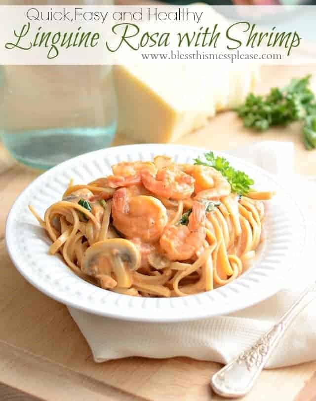 Linguine Rosa with Shrimp | 30 minutes to delicious healthy and tasty www.blessthismessplease.com