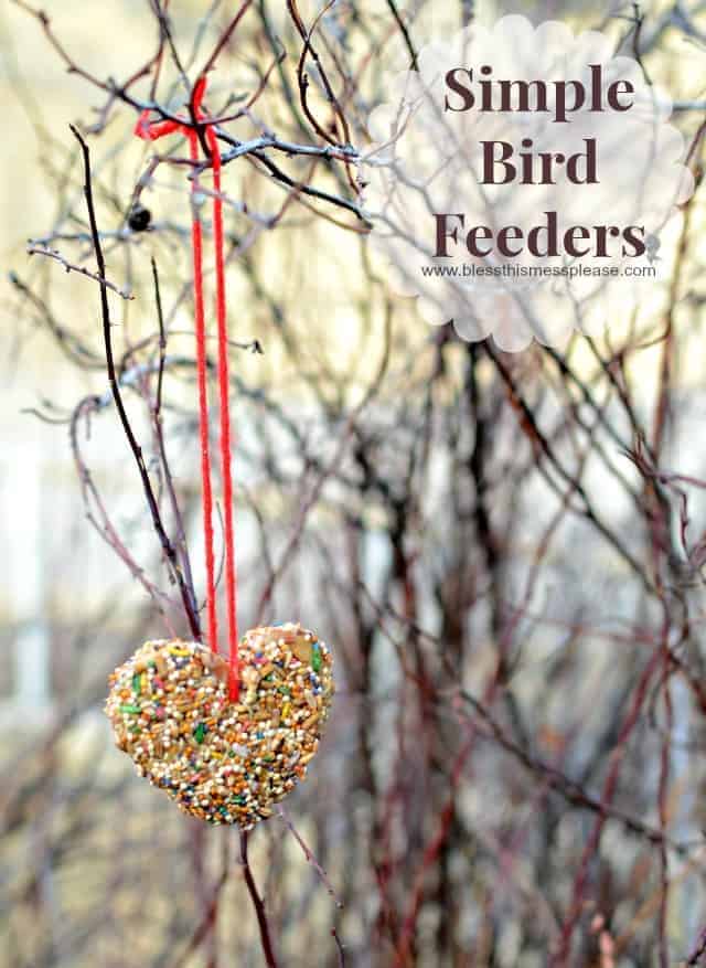 Simple DIY Bird Feeder that is fun to make and a blast to watch the birdies enjoy | www.blessthismessplease.com