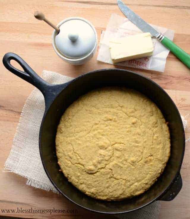 100% whole grain cornbread recipe that uses real butter & is sweetened with honey.