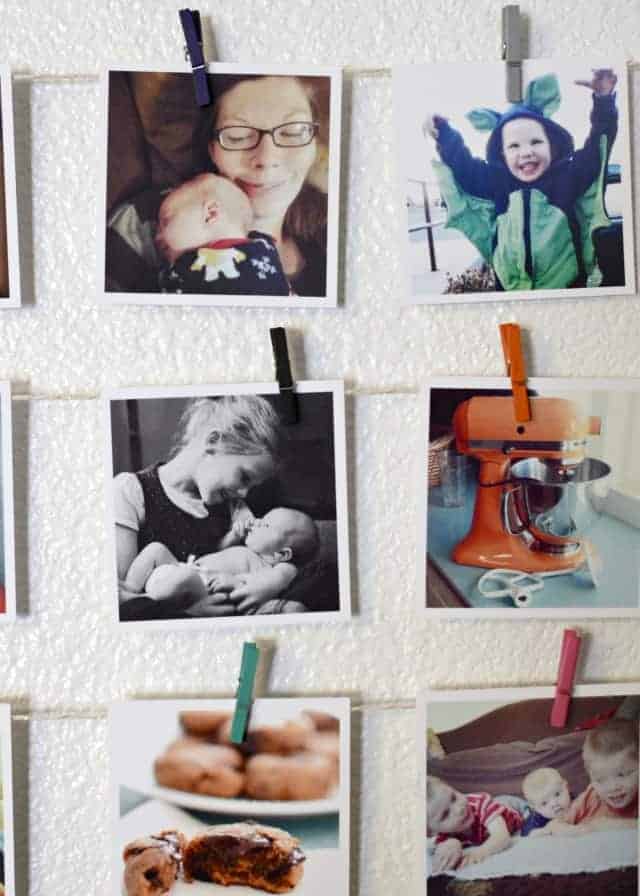  DIY Instagram Photo Display made from an old screen door! You could also use a big frame...