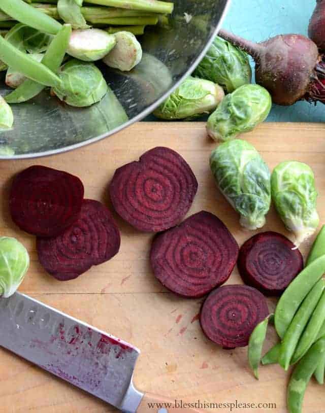 sliced vegetables on a cutting board