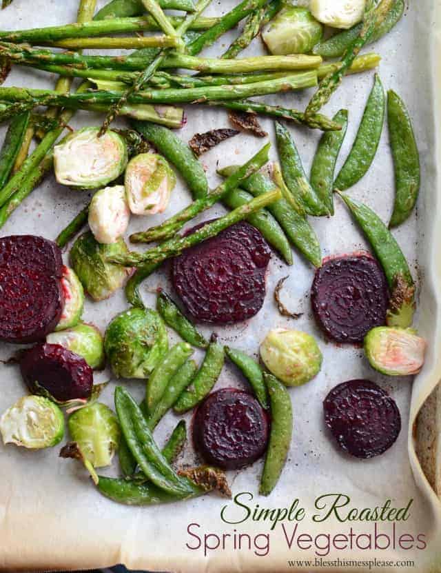 roasted veggies on parchment paper