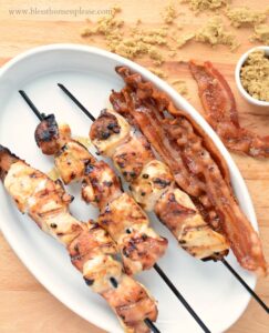 Grilled Brown Sugar Bacon Wrapped Chicken Skewers