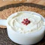 Image of cheese cake dip with raspberry in the middle
