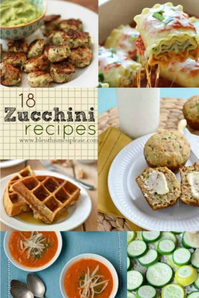 collage of with the text that reads 18 zucchini recipes