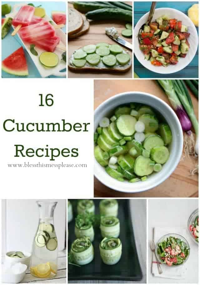 Title Image for 16 Cucumber Recipes and examples of 7 recipes with cucumber