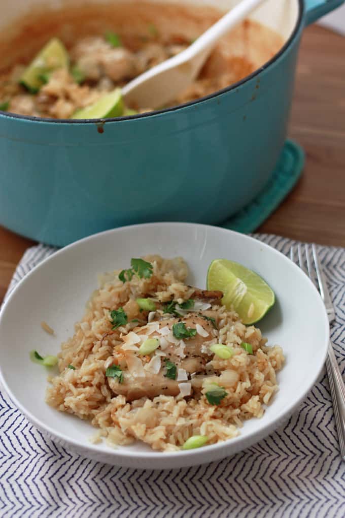 One Pot Coconut Chicken and Rice quick easy and full of flavor!