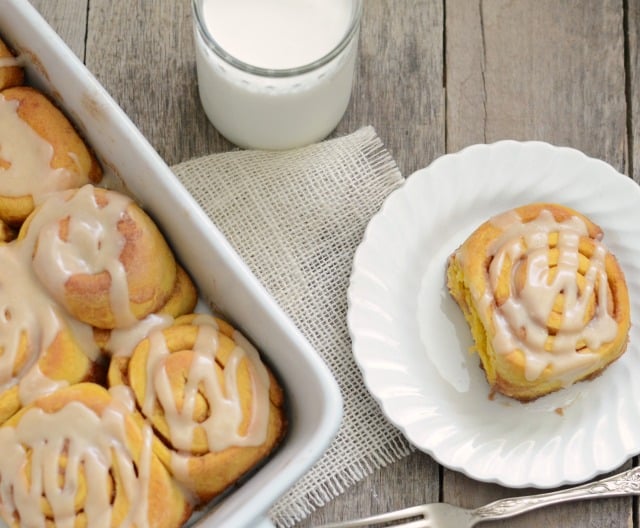 Image of a Pumpkin Cinnamon Roll on a Plate