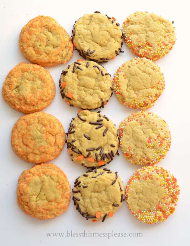 soft pumpkin cookies with sprinkles
