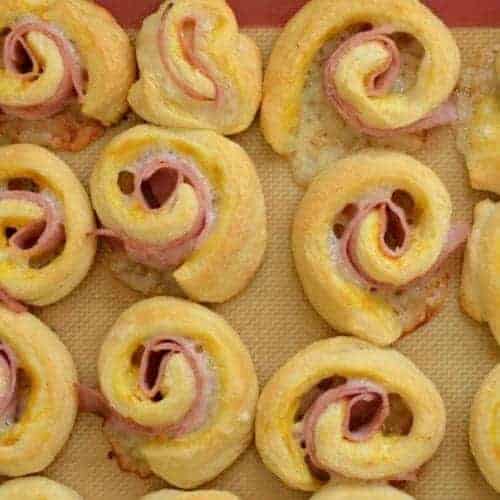 Tray of ham and cheese pinwheels