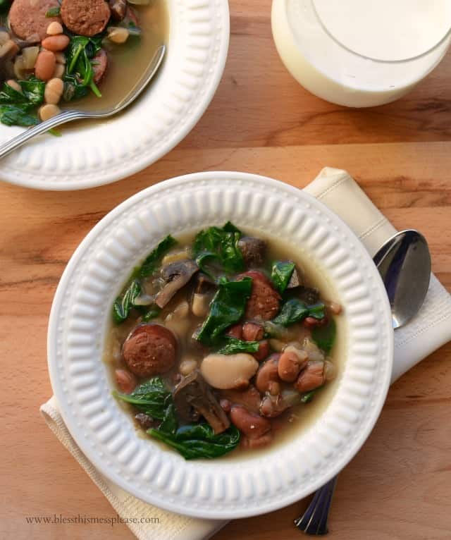 America's Test Kitchen's Healthy Slow Cooker Bean and Sausage Soup with Spinach