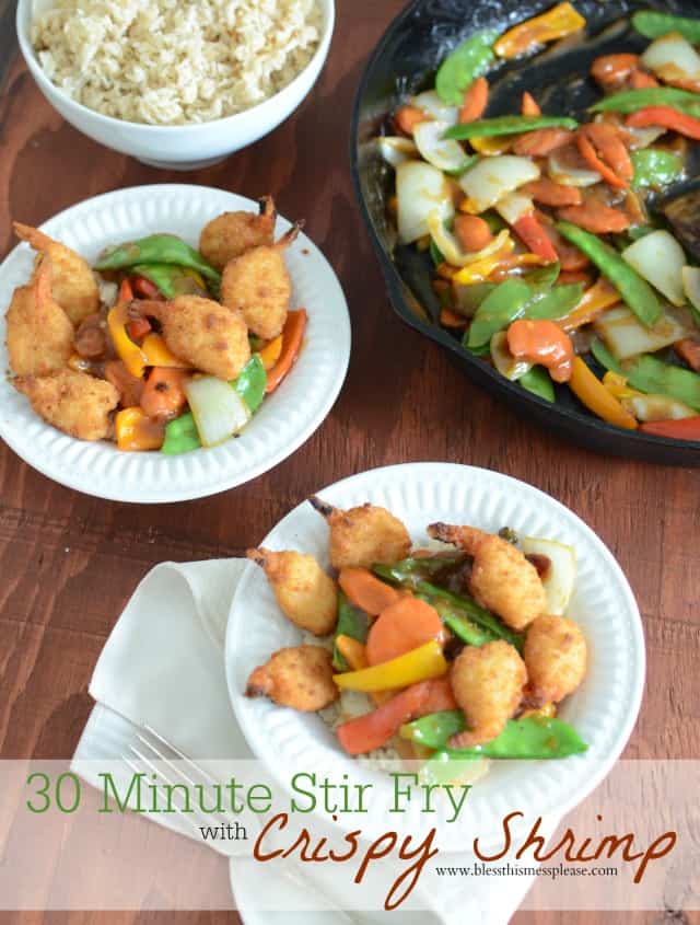 30 Minute Stir Fry with Crispy Shrimp plus this Week's Meal Plan