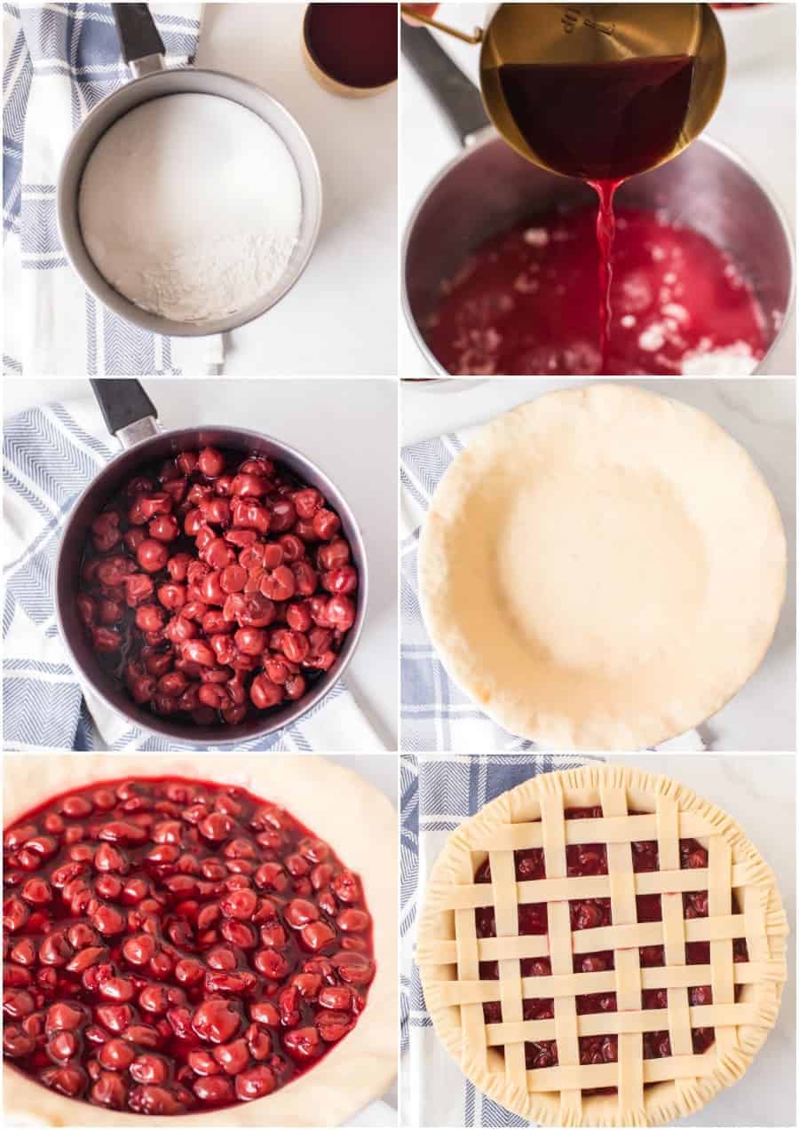 step by step how to make cherry pie collage image