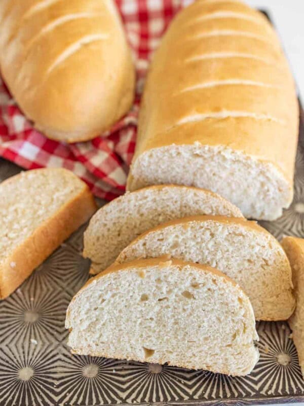 french bread loaf sliced