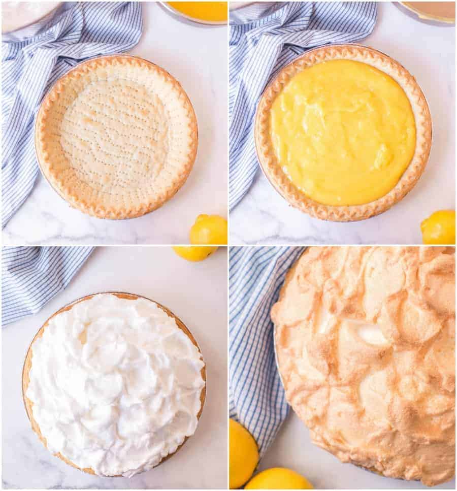 collage image of how to make lemon meringue pie