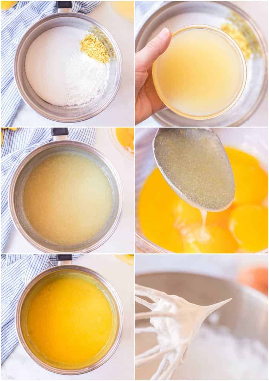 collage image of how to make lemon meringue pie