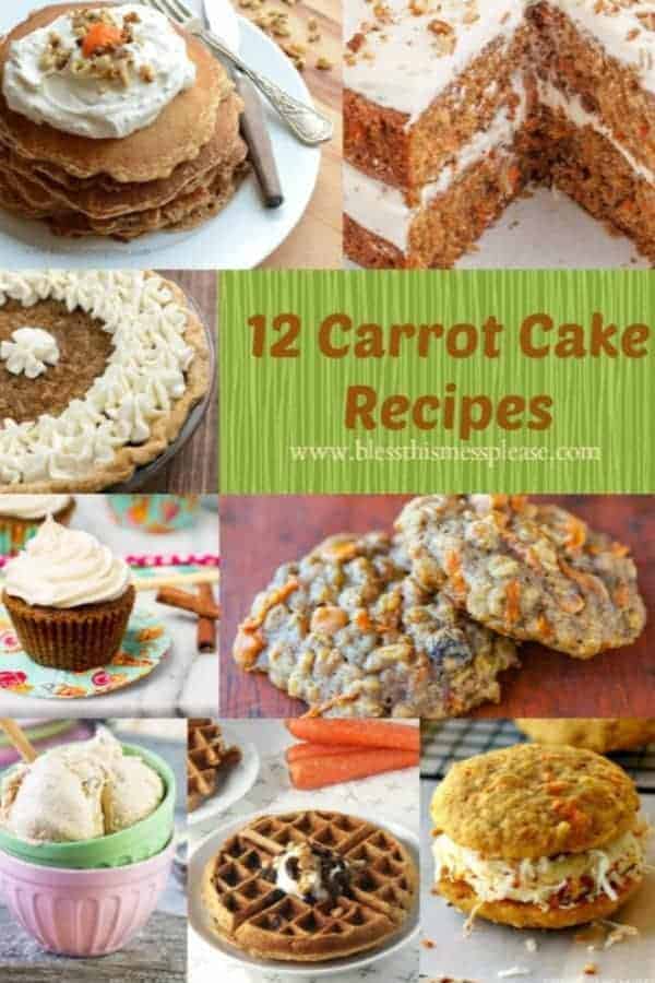 Title Image for 12 Carrot Cake Recipes with examples of 8 carrot cake inspired recipes