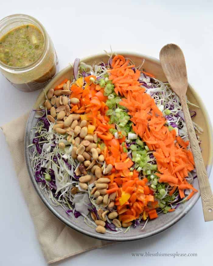 Chopped Asian Peanut Salad with Homemade Peanut Dressing