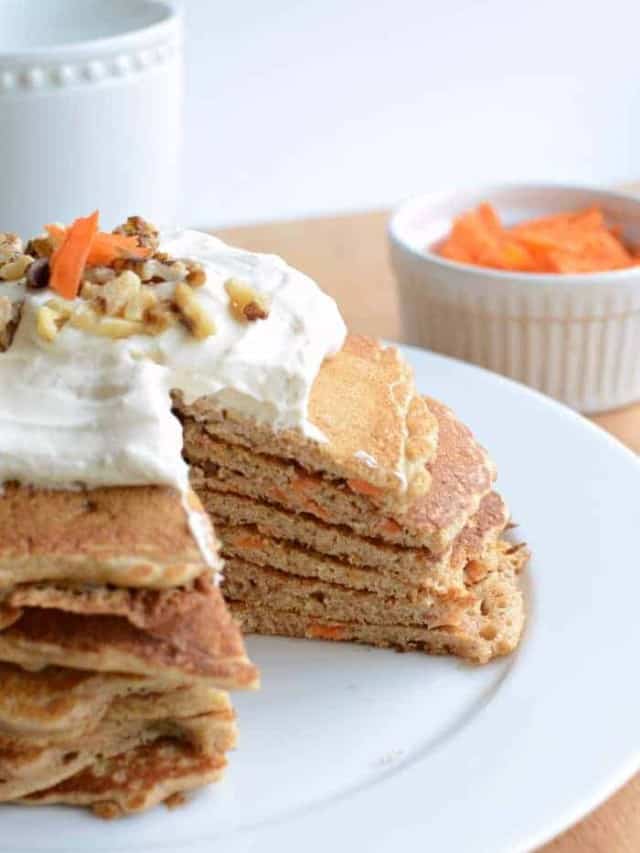 Whole Grain Carrot Cake Pancakes — Bless this Mess