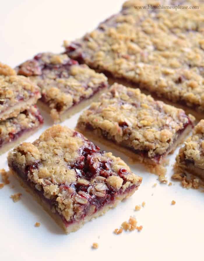 America's Test Kitchen's Raspberry Streusel Bars on a white background