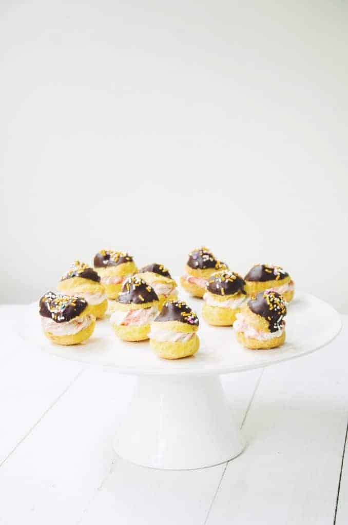 strawberry rhubarb cream puffs