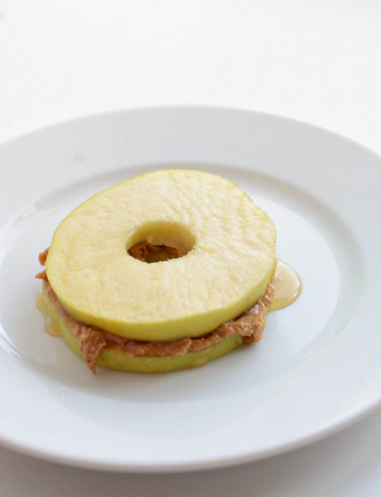 apple and peanut butter sandwhich.