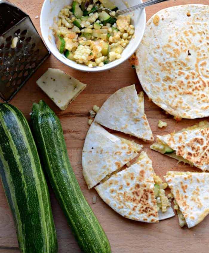 Zucchini and Sweet Corn Quesadillas easy meatleas 15 minute meal!