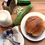 zucchini bread pancakes in a stack