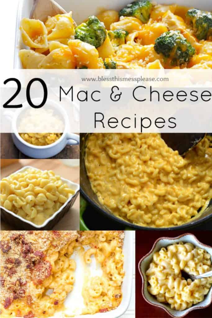 text reads "20 mac & cheese recipes"