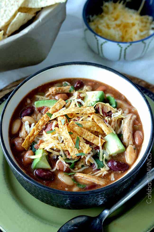 Sweet and Smoky BBQ Chicken Chili from Carlsbad Cravings
