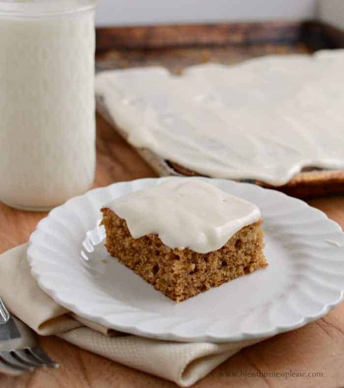 Pumpkin Sheet Cake with a Simple Cream Icing
