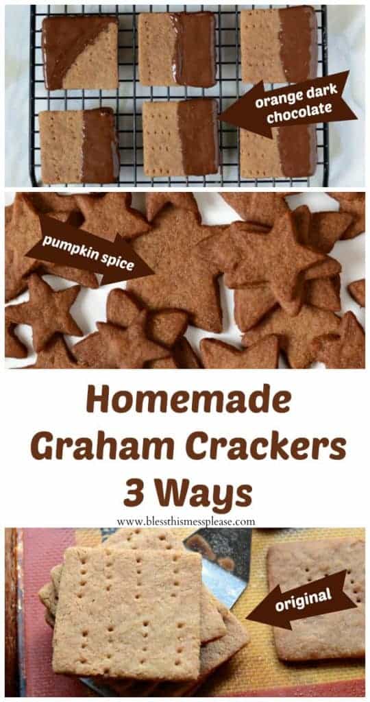 Homemade Graham Crackers 3 Ways: Original, Orange Dark Chocolate, and Pumpkin Spice