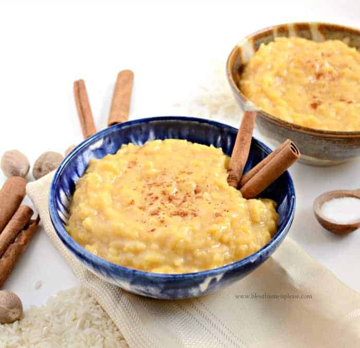 3 Ingredient Pumpkin Spice Rice Pudding (dairy and egg free)