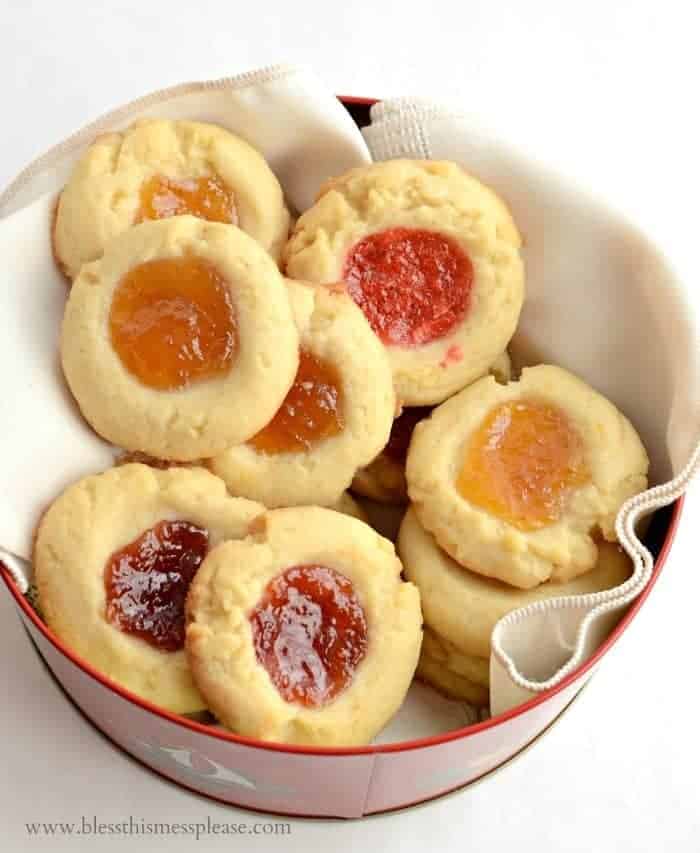 These Shortbread Jam Thumbprint Cookies have a tender, buttery base and a bit of jam in the center. An easy cookie recipe that tastes delicious!