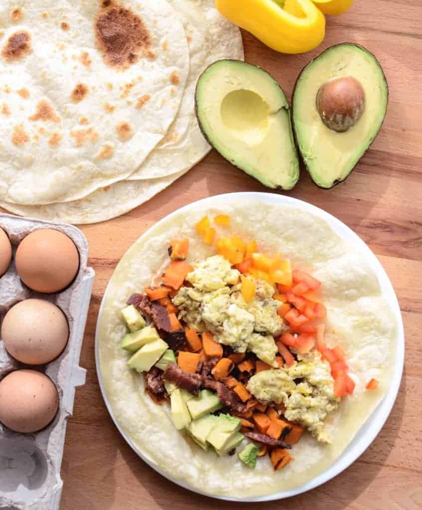 Healthy Breakfast Burritos with Sweet Potato