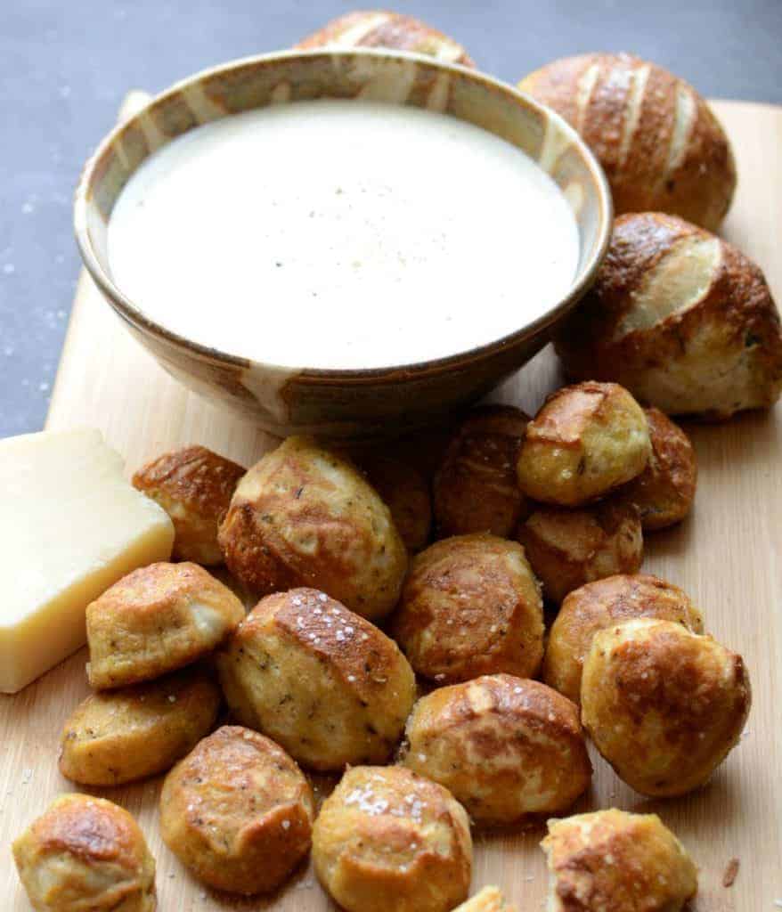 Parmesan Pretzel Bites with Parmesan Dipping Sauce — Bless this Mess