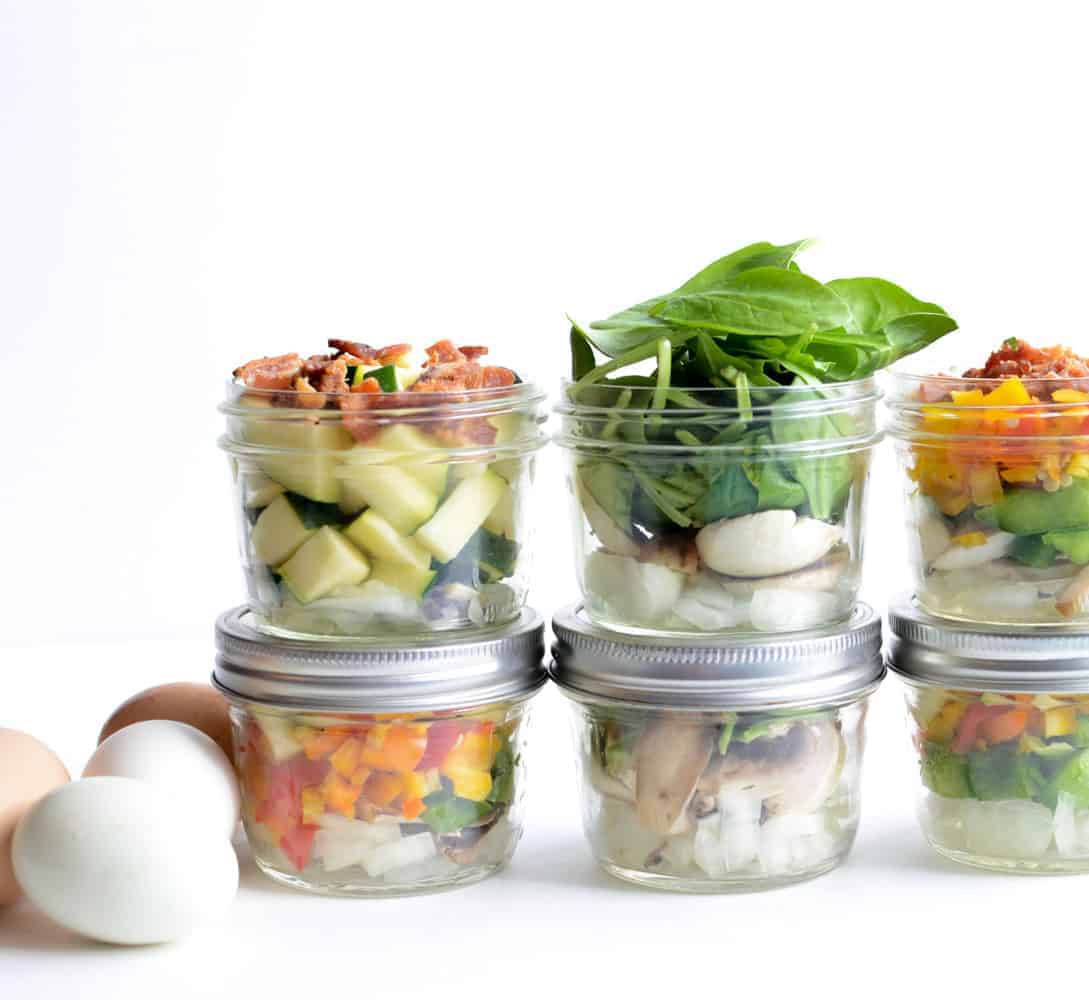 Make Ahead Omelet in a Jar is the easiest ways to eat veggies for breakfast. Prep once, eat healthy all week!