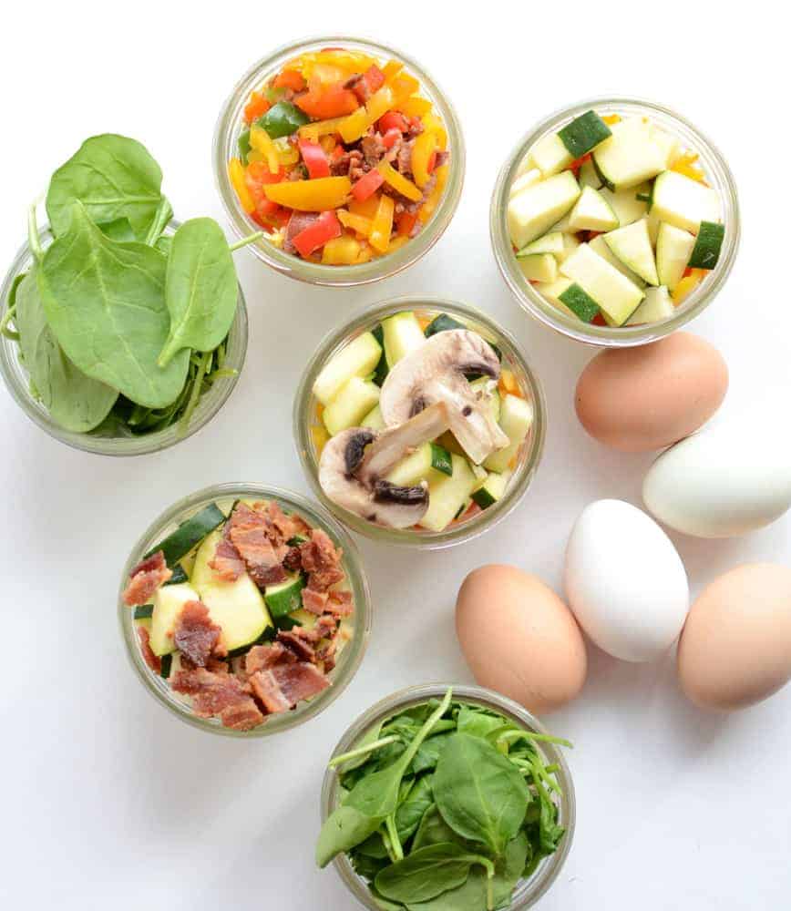 Make Ahead Omelet in a Jar is the easiest ways to eat veggies for breakfast. Prep once, eat healthy all week!