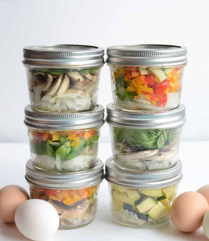 Make Ahead Omelet in a Jar is the easiest ways to eat veggies for breakfast. Prep once, eat healthy all week!