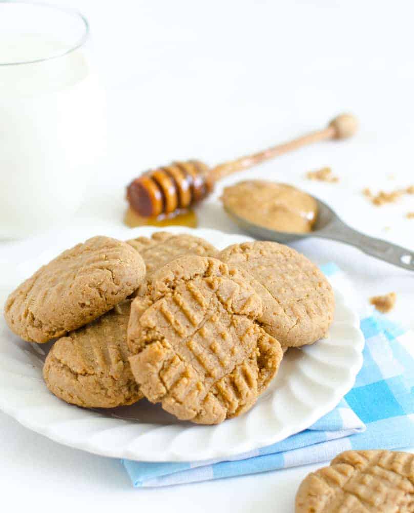 Honey Sweetened Peanut Butter Cookies (whole wheat flour)