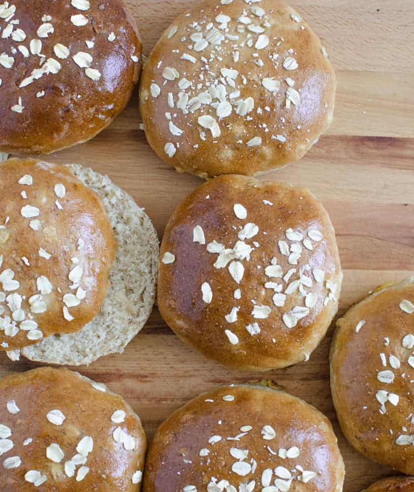 Homemade Whole Wheat and Oat hamburger bun recipe that tastes amazing!