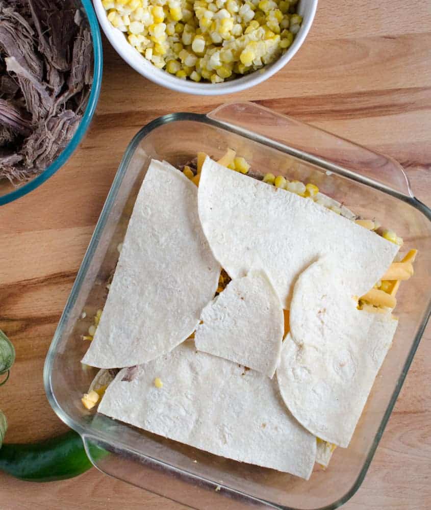 Corn Enchilada Bake Layering Corn Enchilada Bake Layering