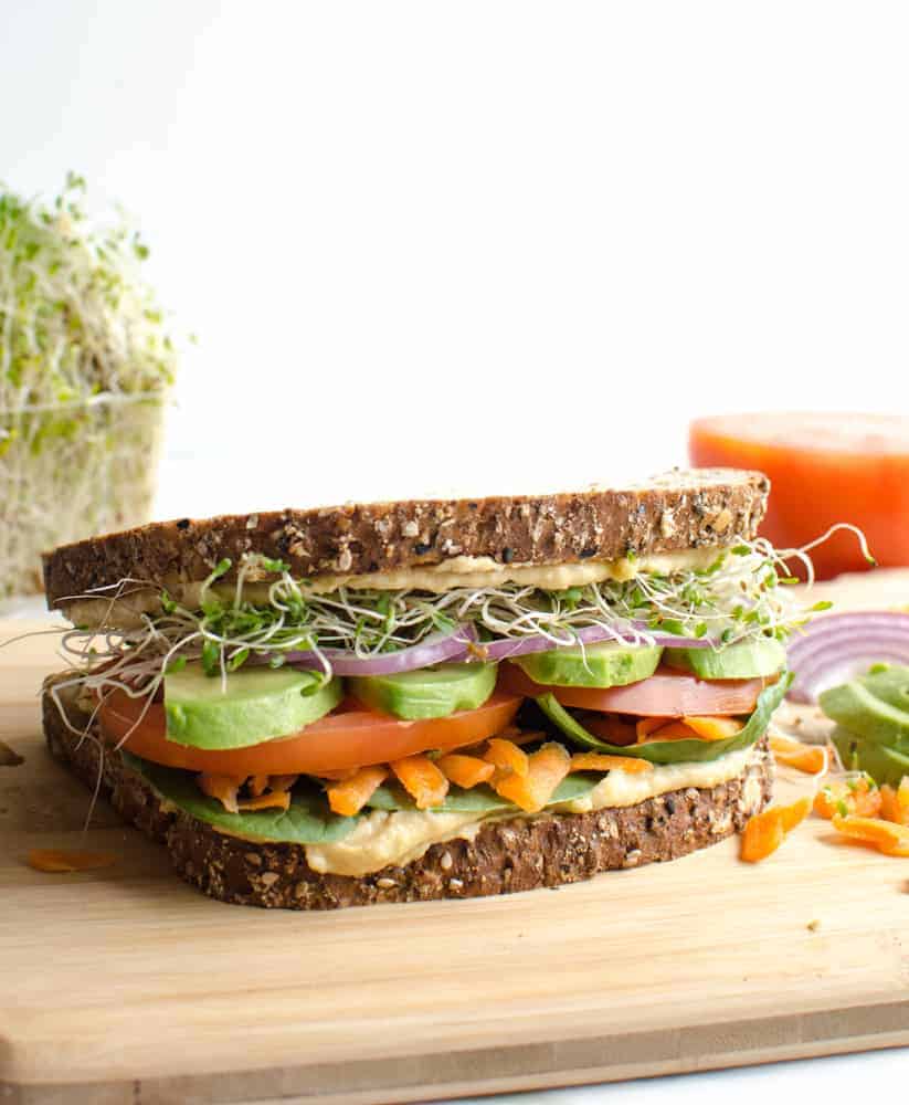 The Ultimate Hummus and Veggie Sandwich (healthy easy meatless recipe!)