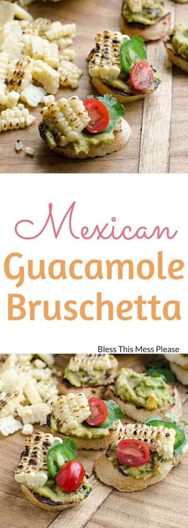 Image of Two Photos of Mexican Guacamole Bruschetta
