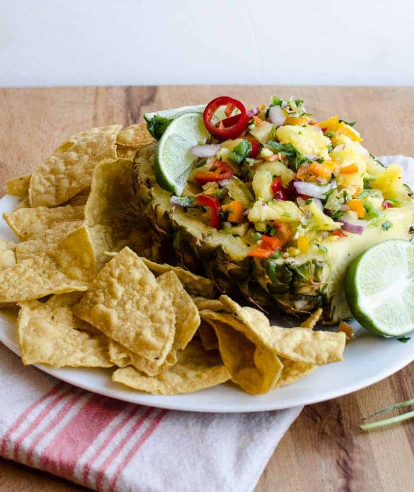 Pineapple salsa has sweet, spicy, savory, and salty flavors all mixed into one magical dish. Serve it with chips or over your favorite Tex-Mex recipe.