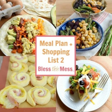 Easy Family Meal Plan 2 with Printable Shopping List