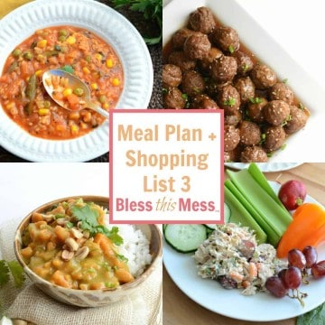 Free Meal Plan 3 with Printable Shopping List